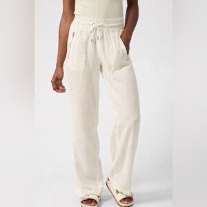 Athleta Cabo Linen Wide Leg Pant | Off White | Size 18